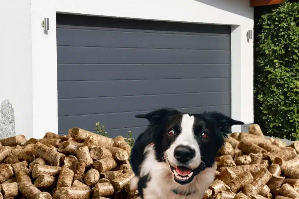 stockage bois et pellets dans garage